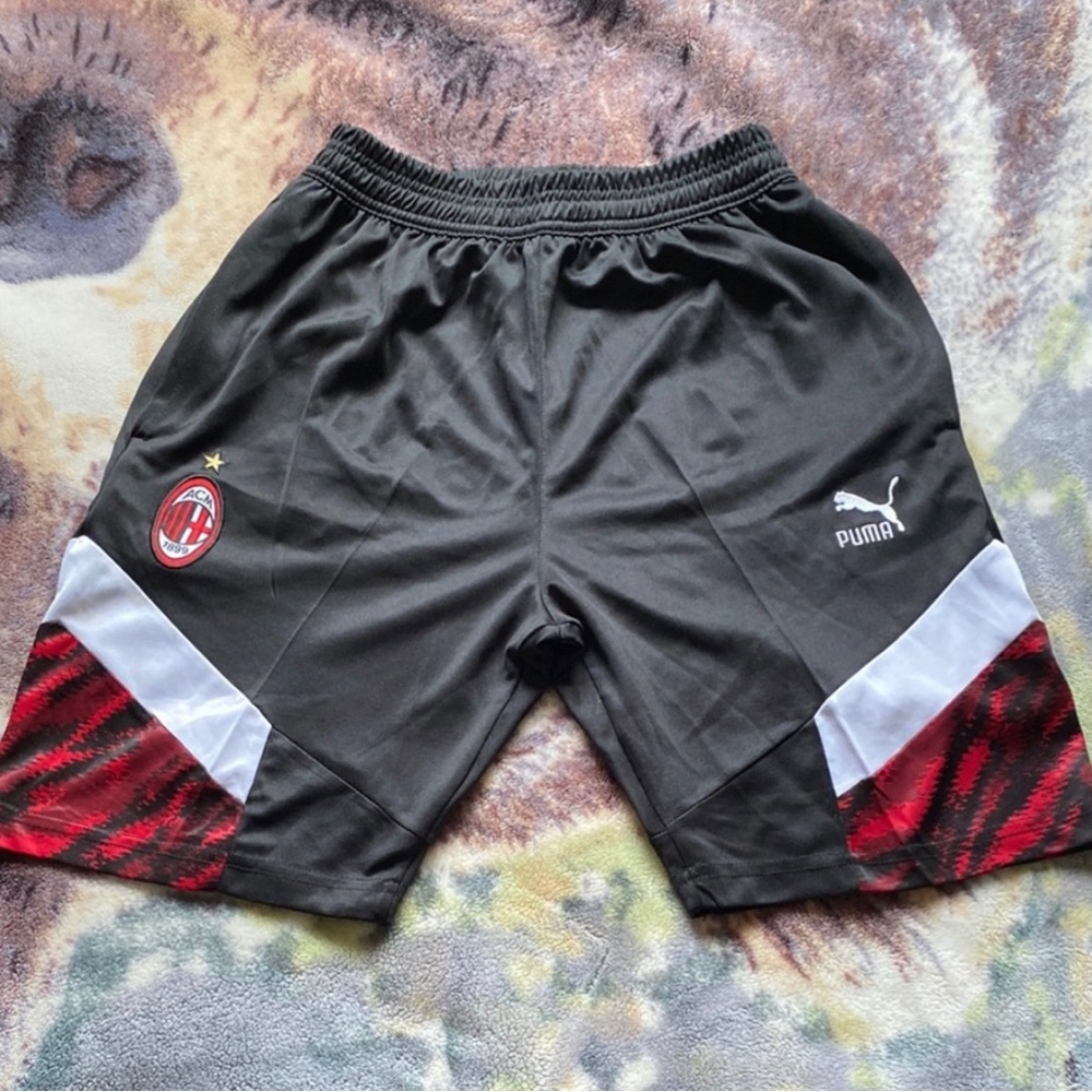 Puma Black and Red Ac Milan Shorts with pockets